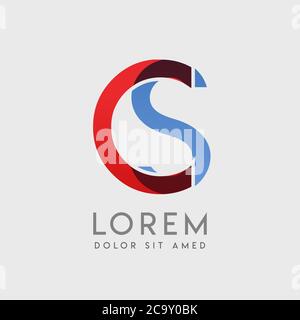 CS-Logo-Buchstaben mit blauen und roten Abstufungen Stock Vektor