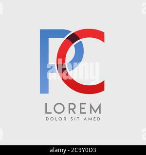 CP-Logo-Buchstaben mit blauen und roten Abstufungen Stock Vektor