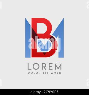 BM-Logo-Buchstaben mit blauen und roten Abstufungen Stock Vektor