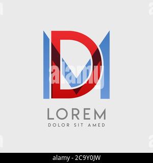 DW-Logo-Buchstaben mit blauen und roten Abstufungen Stock Vektor