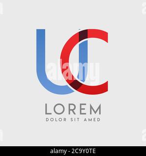 CU Logo Buchstaben mit blauen und roten Abstufungen Stock Vektor