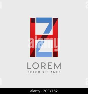 HZ-Logo mit blauen und roten Abstufungen Stock Vektor