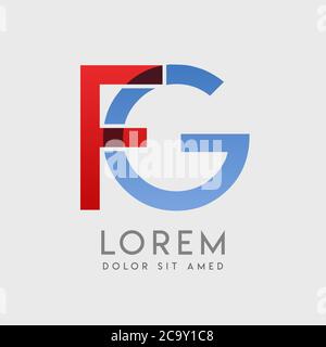FG-Logo-Buchstaben mit blauen und roten Abstufungen Stock Vektor