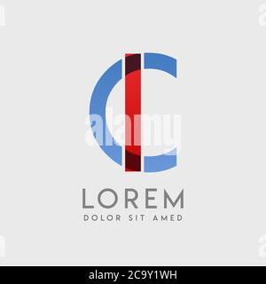 IC-Logo-Buchstaben mit blauen und roten Abstufungen Stock Vektor