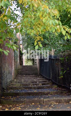 Verlassene Gasse mit Treppen, chester, cheshire, england, großbritannien Stockfoto