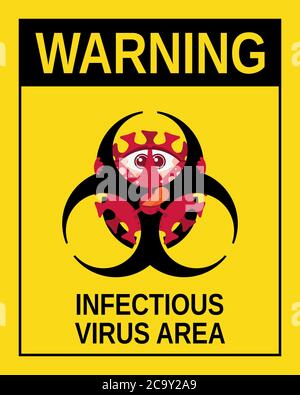 Biohazard Symbol durch die gefährliche Cartoon-Virus besetzt Stock Vektor