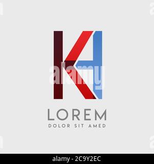 KH-Logo-Buchstaben mit blauen und roten Abstufungen Stock Vektor