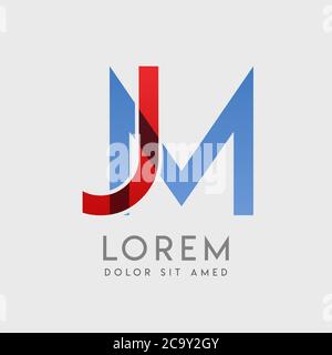 JM-Logo-Buchstaben mit blauen und roten Abstufungen Stock Vektor