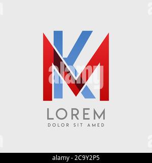 MK-Logo-Buchstaben mit blauen und roten Abstufungen Stock Vektor