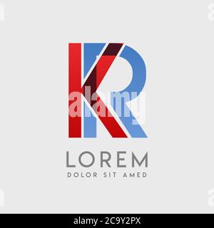 KR-Logo-Buchstaben mit blauen und roten Abstufungen Stock Vektor