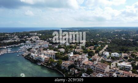 Luftaufnahme des Dorfes Portopetro, Insel Mallorca, Balearen, Spanien Stockfoto