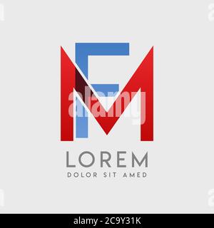 MF-Logo-Buchstaben mit blauen und roten Abstufungen Stock Vektor