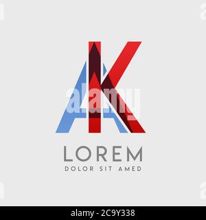KA Logo Buchstaben mit blauen und roten Abstufungen Stock Vektor