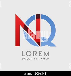 NQ-Logo-Buchstaben mit blauen und roten Abstufungen Stock Vektor