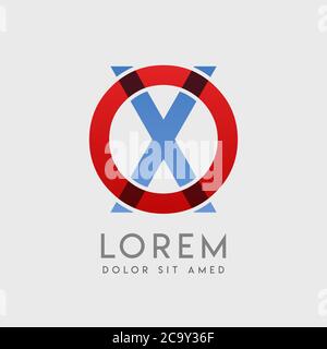 OX-Logo Buchstaben mit blauen und roten Abstufungen Stock Vektor