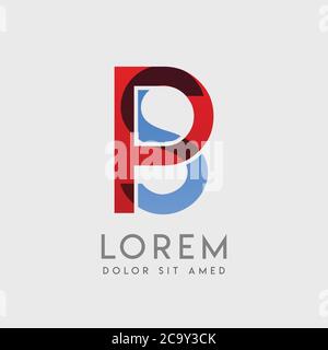 PS-Logo-Buchstaben mit blauen und roten Abstufungen Stock Vektor