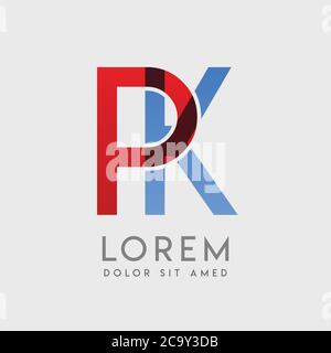 PK Logo Buchstaben mit blauen und roten Abstufungen Stock Vektor
