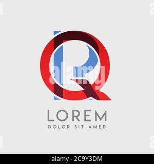 QR-Logo-Buchstaben mit blauen und roten Abstufungen Stock Vektor