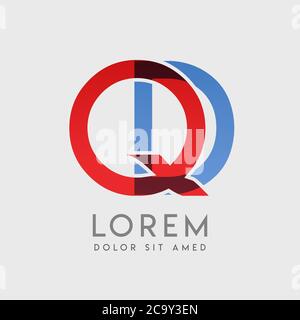 QD-Logo-Buchstaben mit blauen und roten Abstufungen Stock Vektor