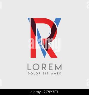 RV-Logo Buchstaben mit blauen und roten Abstufungen Stock Vektor