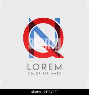 QN-Logo-Buchstaben mit blauen und roten Abstufungen Stock Vektor