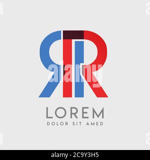 RR-Logo-Buchstaben mit blauen und roten Abstufungen Stock Vektor