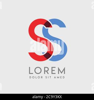 SS-Logo-Buchstaben mit blauen und roten Abstufungen Stock Vektor