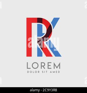 RK-Logo-Buchstaben mit blauen und roten Abstufungen Stock Vektor