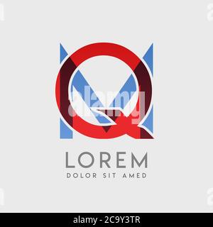 QM-Logo-Buchstaben mit blauen und roten Abstufungen Stock Vektor
