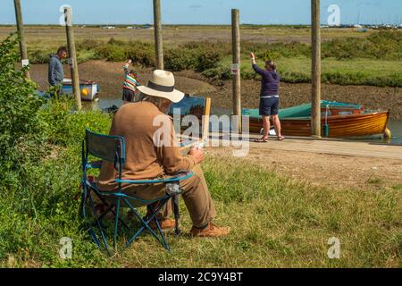 Ein Künstlergemälde an der Norfolk-Küste. Stockfoto