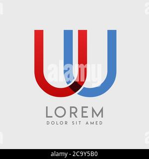UU-Logo Buchstaben mit blauen und roten Abstufungen Stock Vektor