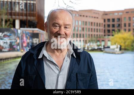 Vince Power, irischer Musikort und Festivalbesitzer und Gründer von Mean Fiddler, der in London lebt und arbeitet. Er wird in Camden Lock, ne, fotografiert Stockfoto