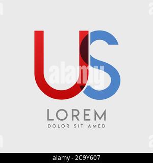 US-Logo Buchstaben mit blauen und roten Abstufungen Stock Vektor