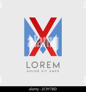 XM-Logo-Buchstaben mit blauen und roten Abstufungen Stock Vektor