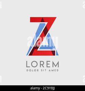 ZA-Logo-Buchstaben mit blauen und roten Abstufungen Stock Vektor