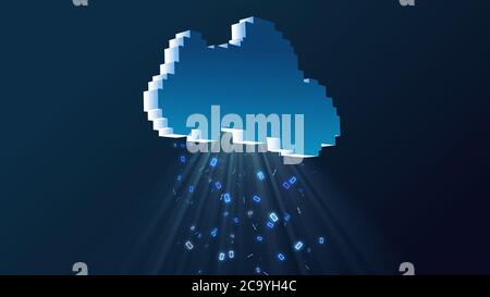 Daten aus der Computer Cloud werden auf Schwarz geladen Stockfoto