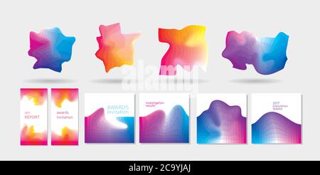 Abstrakte bunte Flüssigkeit Polygon Hintergrund Vektor Illustration. Vorlagendesign mit Farbfluss Wellenformen gesetzt. Stock Vektor