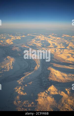 Luftaufnahme über die skandinavischen Berge. Norwegen Stockfoto