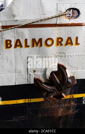 Ex Royal Mail Steam Package Co, Red Funnel Line, MV Balmoral. Vor Anker in Bristol Harbour, Bristol, England. Juli 2020 Stockfoto