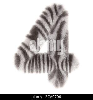 3d Zebra kreative dekorative Fell Nummer 4 Stockfoto