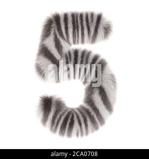 3d Zebra kreative dekorative Pelz Zahl 5 Stockfoto