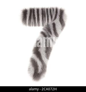 3d Zebra kreative dekorative Pelz Nummer 7 Stockfoto