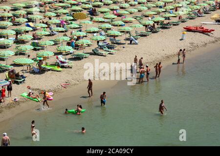 Stranddetails. Moneglia. Ligurien. Italien Stockfoto