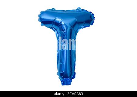 Ballon Buchstabe T in blau Stockfoto