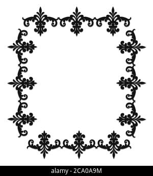 Weißer Hintergrund mit Blumenmotiv in schwarz, Fotorahmen Stockfoto