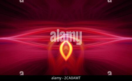 Schöne abstrakte verflochtenen 3d-Fasern bilden verschiedene ovale Formen mit einem gelben ovalen Loch in der Mitte. Rot, kastanienbraun, orange Farben. Abbildung. Stockfoto