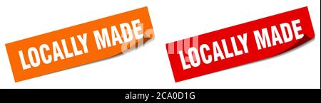 Lokal gemachte Papierschäler-Schilderset. Lokal gemachte Aufkleber Stock Vektor