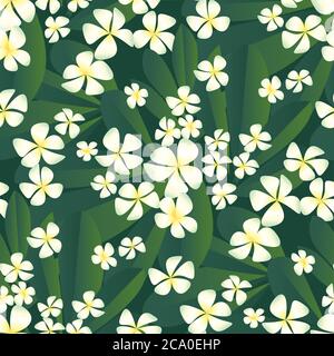 Abstrakte Plumeria Blumen und Blätter nahtlose Muster für Hintergrund, Stoff, Textil, Wrap, Oberfläche, Web-und Print-Design. Einfache lakonische tropische fl Stock Vektor