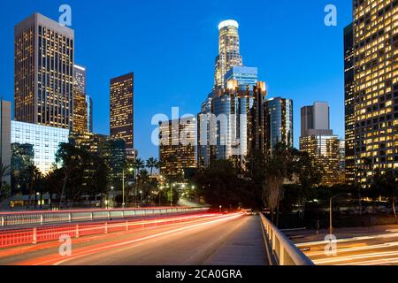 Skyline von Wolkenkratzern in Downtown Financial District, Los Angeles, California, United States Stockfoto