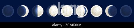 Mond Phasen Illustration, Himmelsplanet Poster Hintergrund. Astrologie-Poster. Vektorgrafik. Vollmond Oberfläche Hintergrund. Stock Vektor
